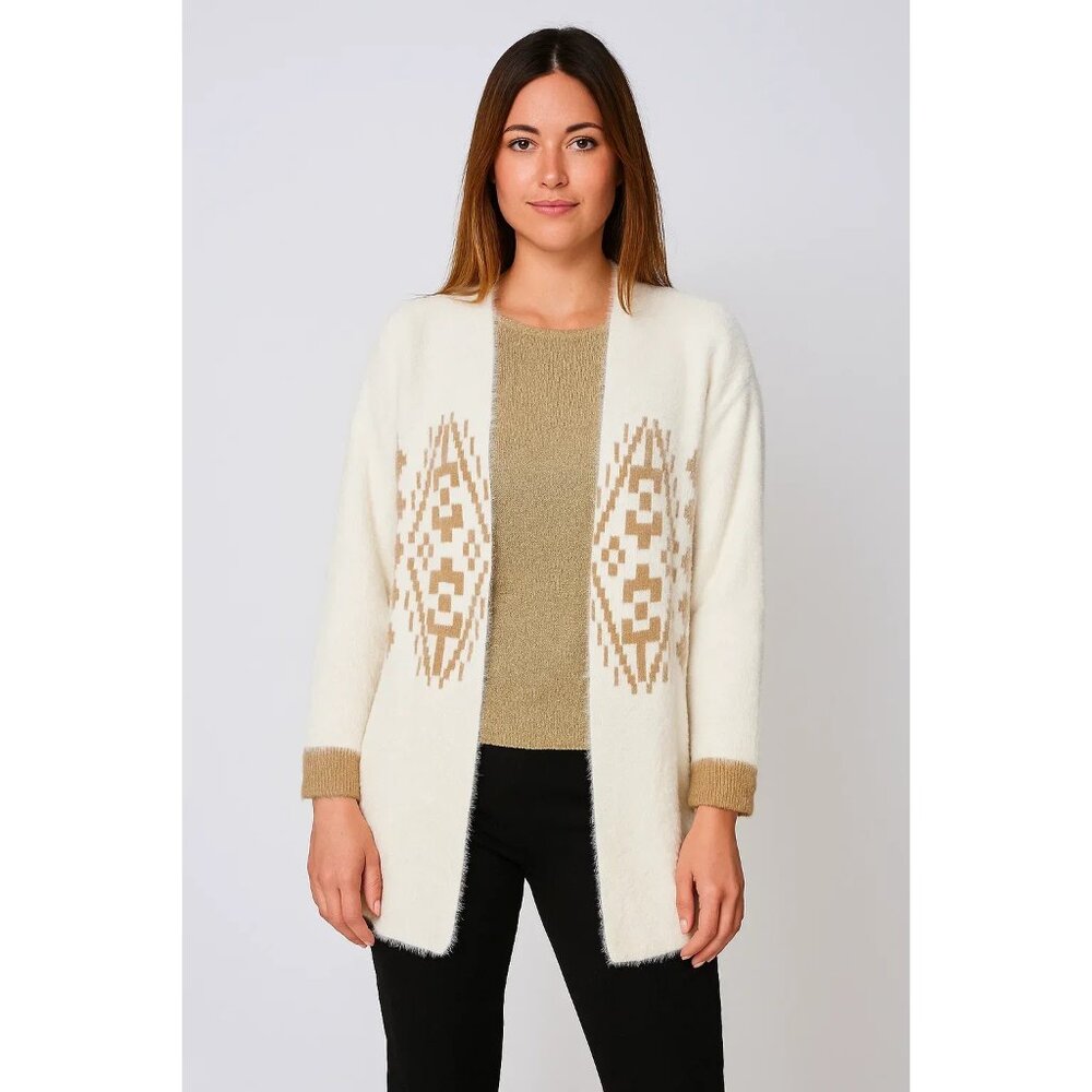 Love Stitch Merrilees Swimwear Lurex Detail Mohair Cardigan Ivory Medium NWT